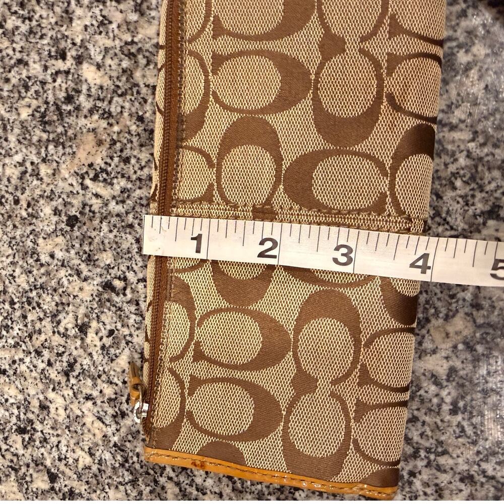 Coach Signature Canvas Long Wallet with Yellow Stripe - Picture 4 of 9